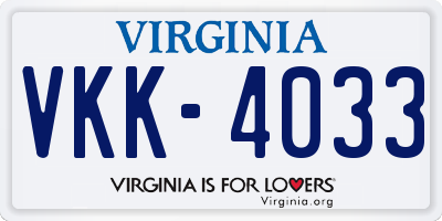 VA license plate VKK4033