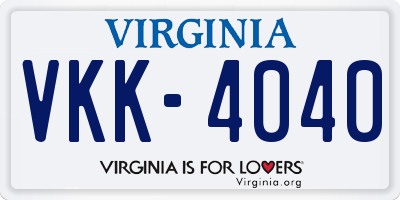 VA license plate VKK4040
