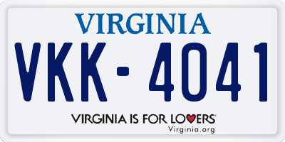 VA license plate VKK4041
