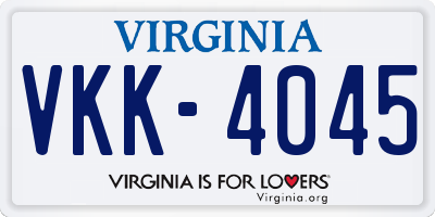 VA license plate VKK4045