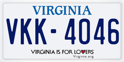 VA license plate VKK4046