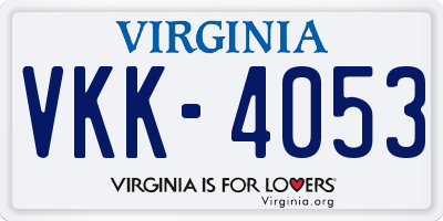 VA license plate VKK4053