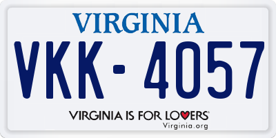 VA license plate VKK4057