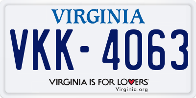 VA license plate VKK4063