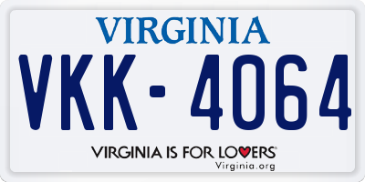 VA license plate VKK4064