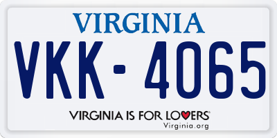 VA license plate VKK4065