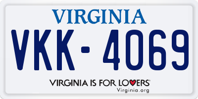 VA license plate VKK4069