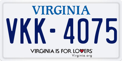 VA license plate VKK4075