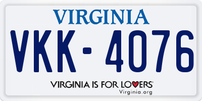 VA license plate VKK4076