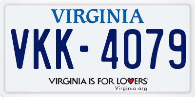 VA license plate VKK4079