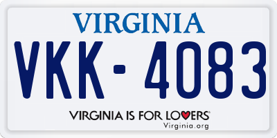 VA license plate VKK4083