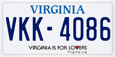 VA license plate VKK4086