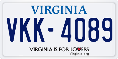 VA license plate VKK4089