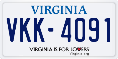 VA license plate VKK4091