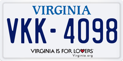 VA license plate VKK4098