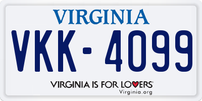 VA license plate VKK4099