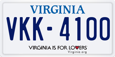 VA license plate VKK4100