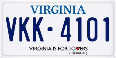 VA license plate VKK4101