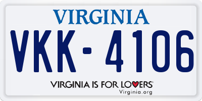 VA license plate VKK4106