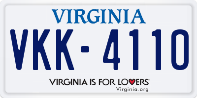 VA license plate VKK4110