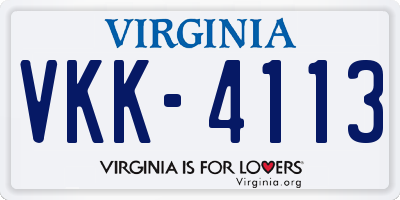 VA license plate VKK4113