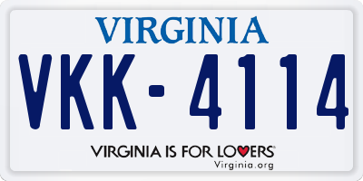 VA license plate VKK4114