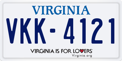 VA license plate VKK4121