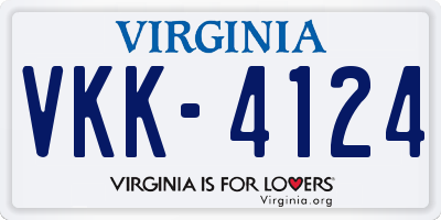 VA license plate VKK4124