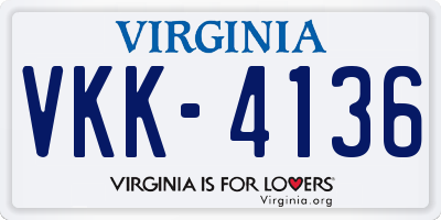 VA license plate VKK4136