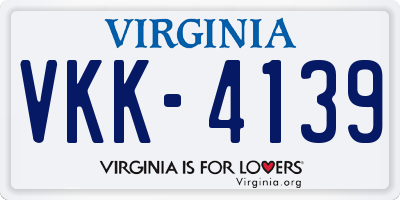 VA license plate VKK4139