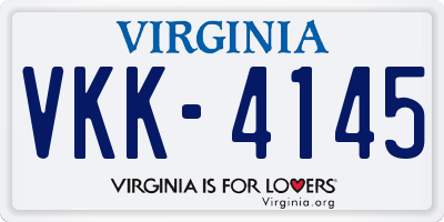 VA license plate VKK4145