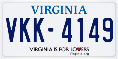VA license plate VKK4149