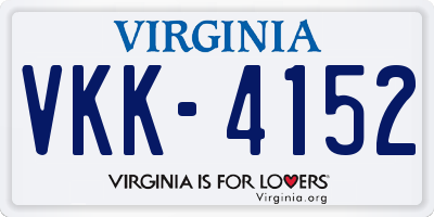 VA license plate VKK4152