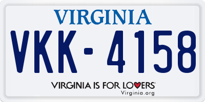 VA license plate VKK4158