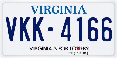 VA license plate VKK4166