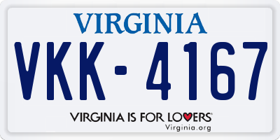 VA license plate VKK4167