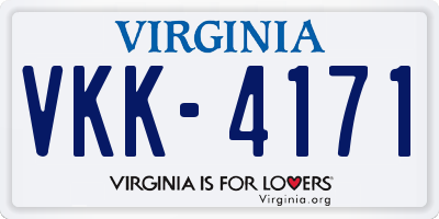 VA license plate VKK4171