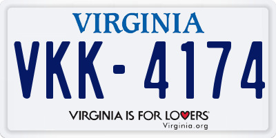 VA license plate VKK4174