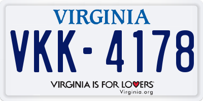 VA license plate VKK4178