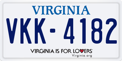 VA license plate VKK4182