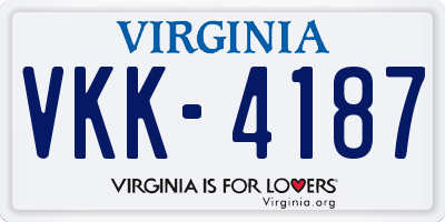 VA license plate VKK4187