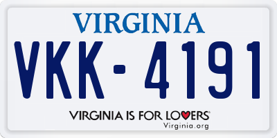 VA license plate VKK4191