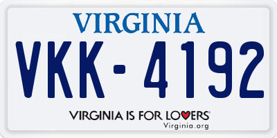 VA license plate VKK4192