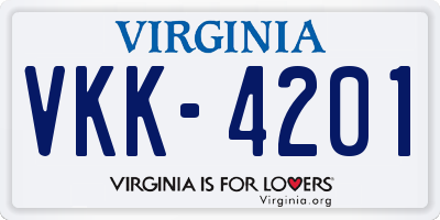 VA license plate VKK4201