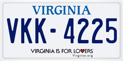 VA license plate VKK4225
