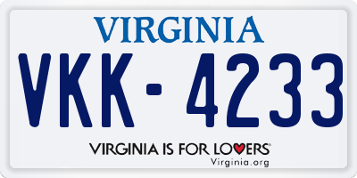 VA license plate VKK4233