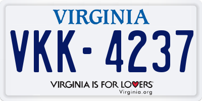 VA license plate VKK4237