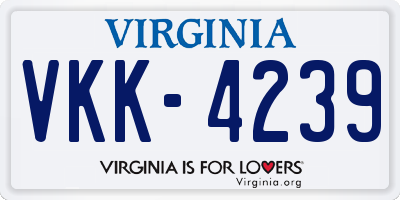 VA license plate VKK4239