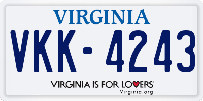 VA license plate VKK4243