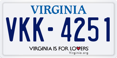 VA license plate VKK4251